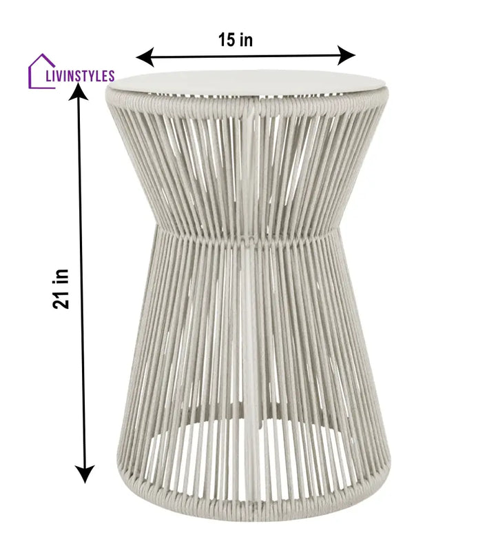 Aid Outdoor Patio Seating Set Single Chair and 1 Side Table Set (Grey) Braided & Rope - Coffee Table Sets
