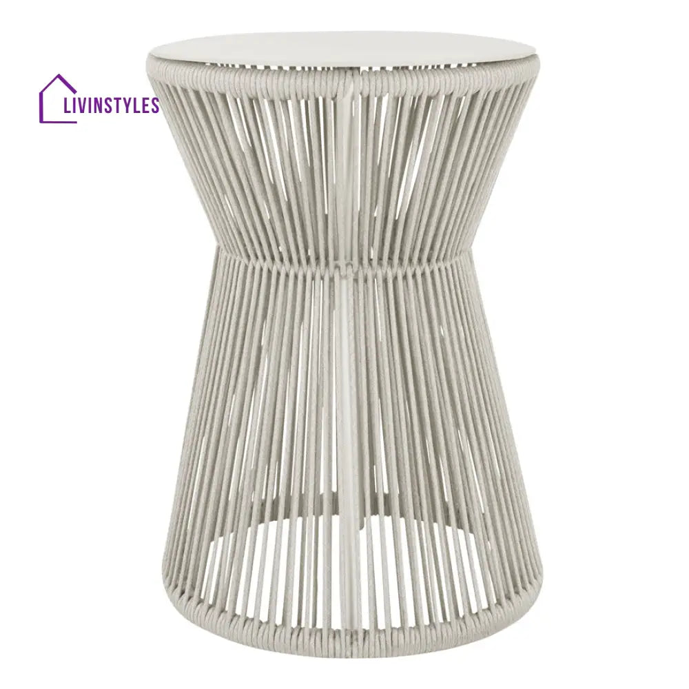 Aid Outdoor Patio Seating Set Single Chair and 1 Side Table Set (Grey) Braided & Rope - Coffee Table Sets