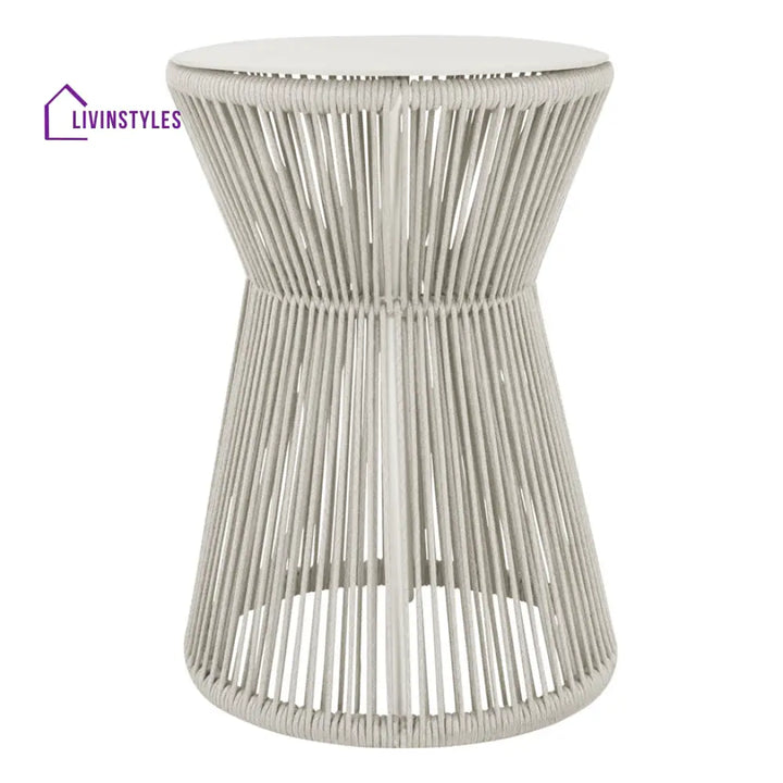 Aid Outdoor Patio Seating Set Single Chair and 1 Side Table Set (Grey) Braided & Rope - Coffee Table Sets