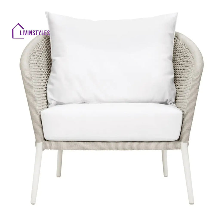 Aid Outdoor Patio Seating Set Single Chair and 1 Side Table Set (Grey) Braided & Rope - Coffee Table Sets