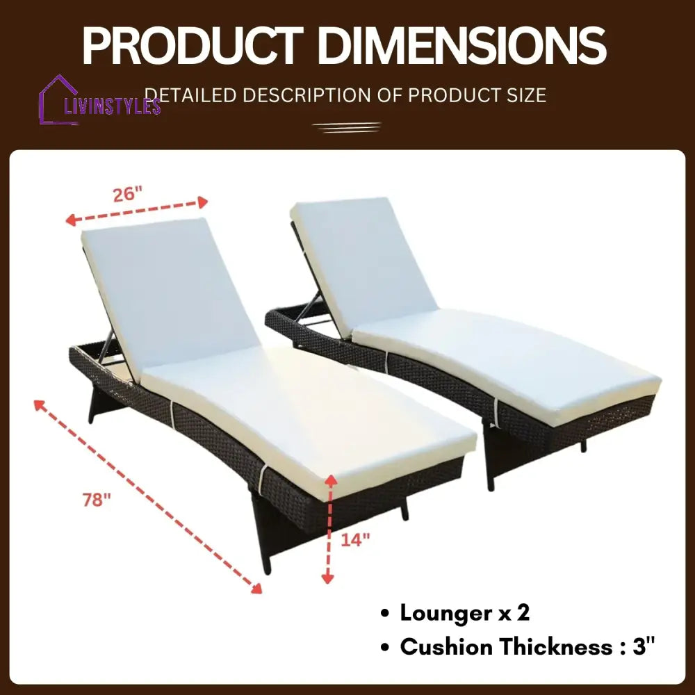 Aiko All-Weather HDPE Wicker Outdoor Chaise Lounge Chair Set of 2 - Lounger Set