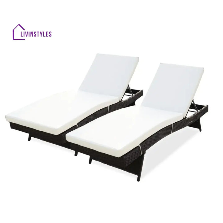 Aiko All-Weather HDPE Wicker Outdoor Chaise Lounge Chair Set of 2 - Lounger Set