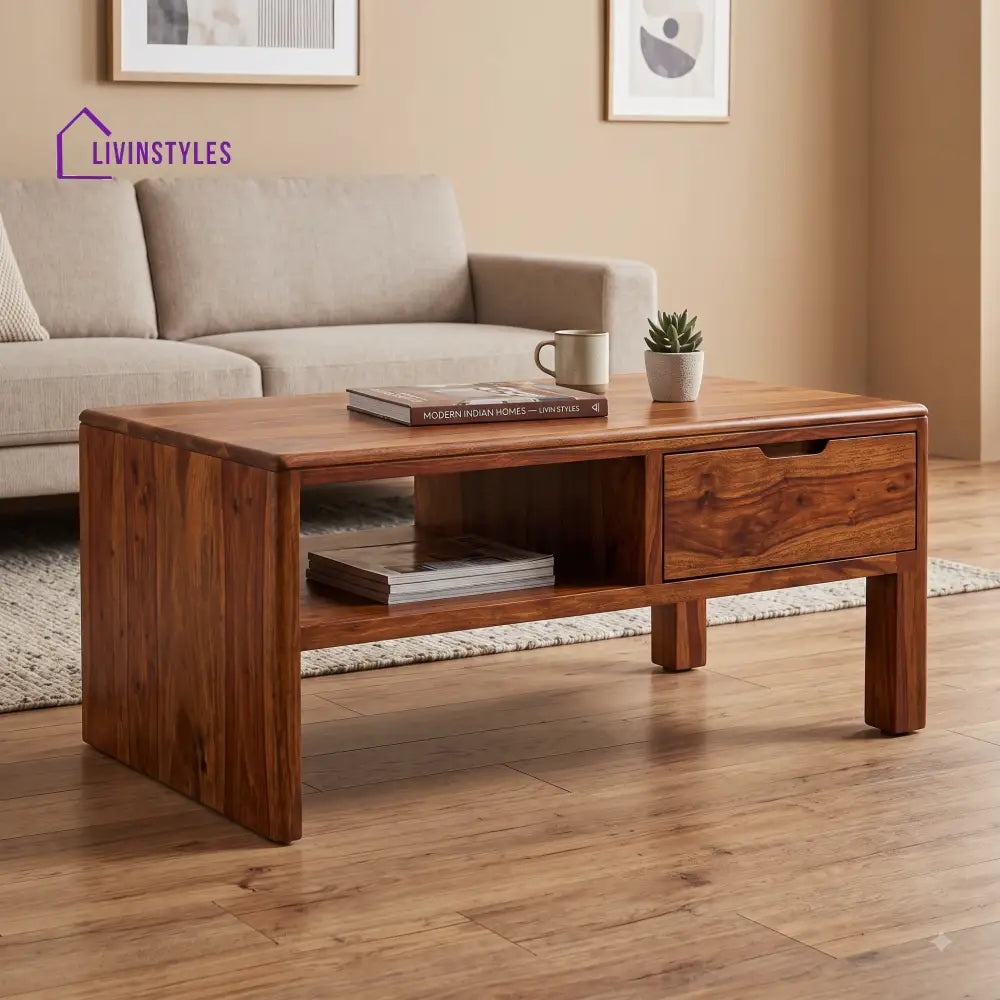 Aimée Wooden Coffee Table for Living Room | Tea Table | Teapoy | Center table