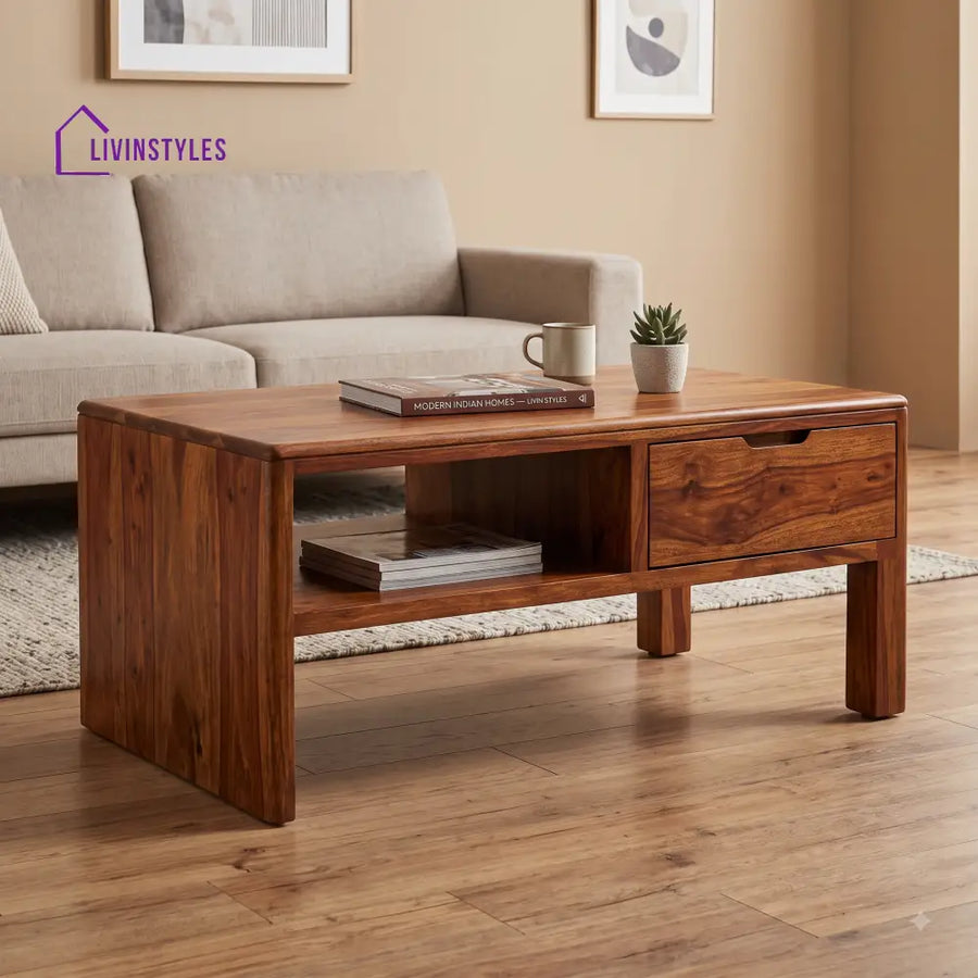 Aimée Wooden Coffee Table for Living Room | Tea Table | Teapoy | Center table