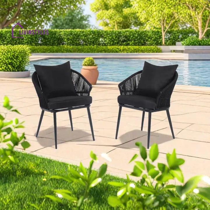 Aina Outdoor Patio Seating Set 2 Chairs Set Braid & Rope - Coffee Table Sets