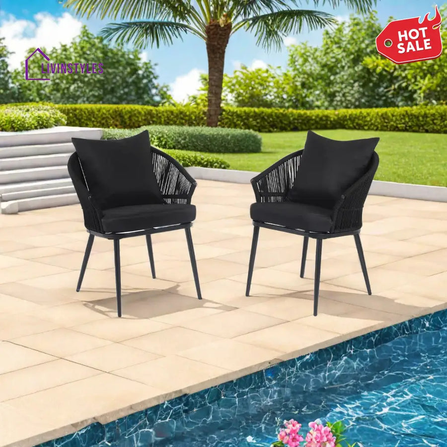 Aina Outdoor Patio Seating Set 2 Chairs Set Braid & Rope - Coffee Table Sets