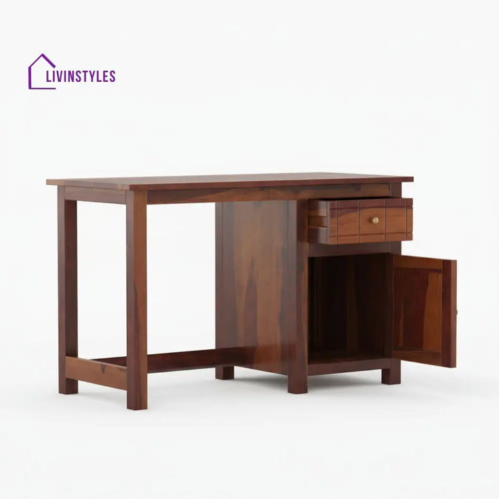 Ainhoa sheesham wood study table with drawer and storage