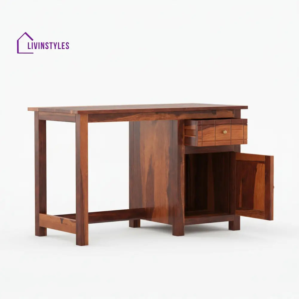Ainhoa sheesham wood study table with drawer and storage