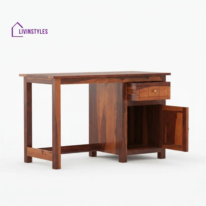 Ainhoa sheesham wood study table with drawer and storage
