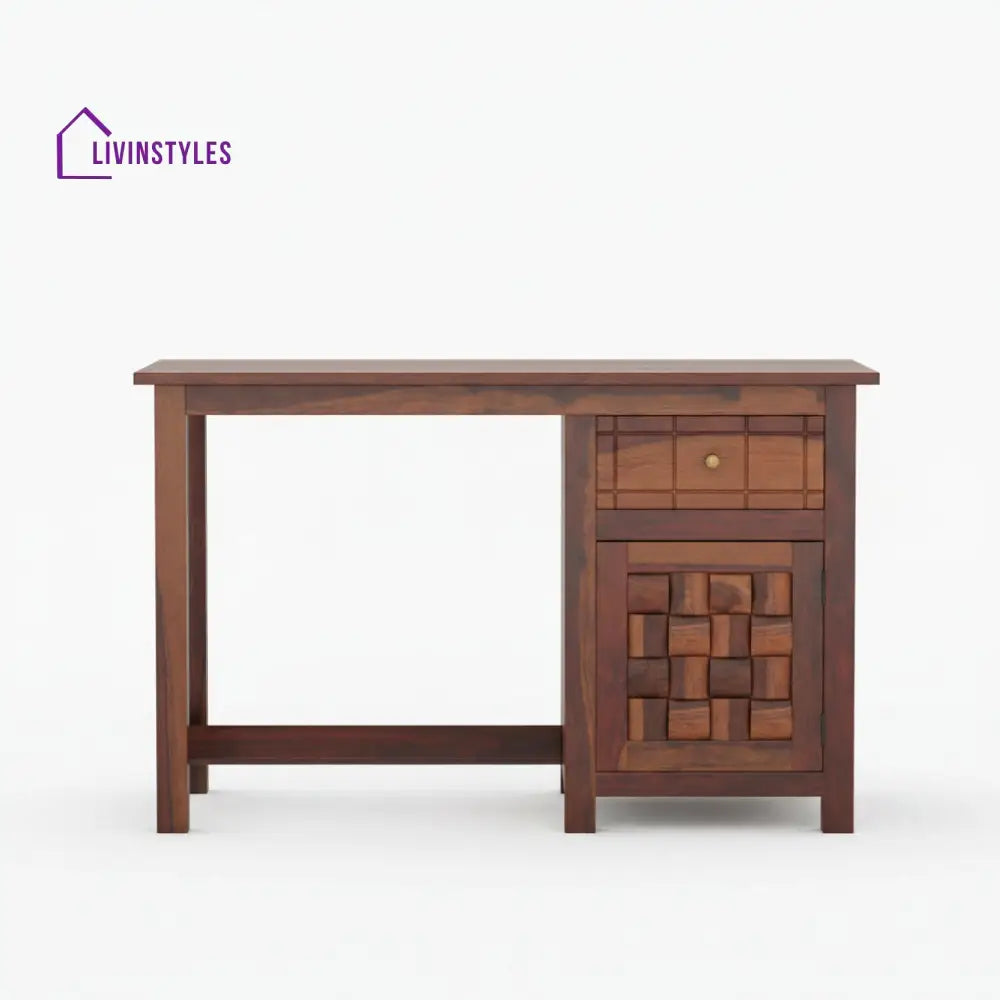 Ainhoa sheesham wood study table with drawer and storage Walnut