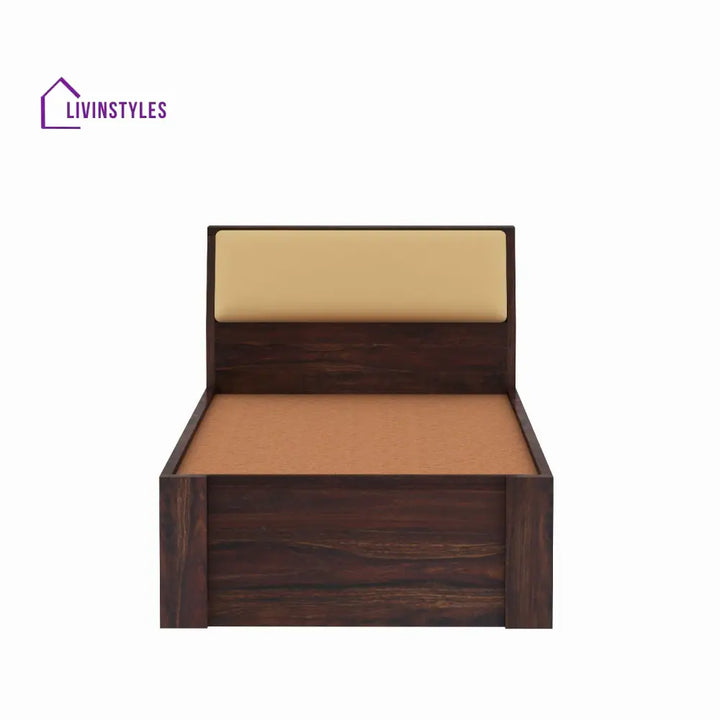 Ainhoa Solid Sheesham Wood Single Bed Without Storage (Walnut Finish) Bed