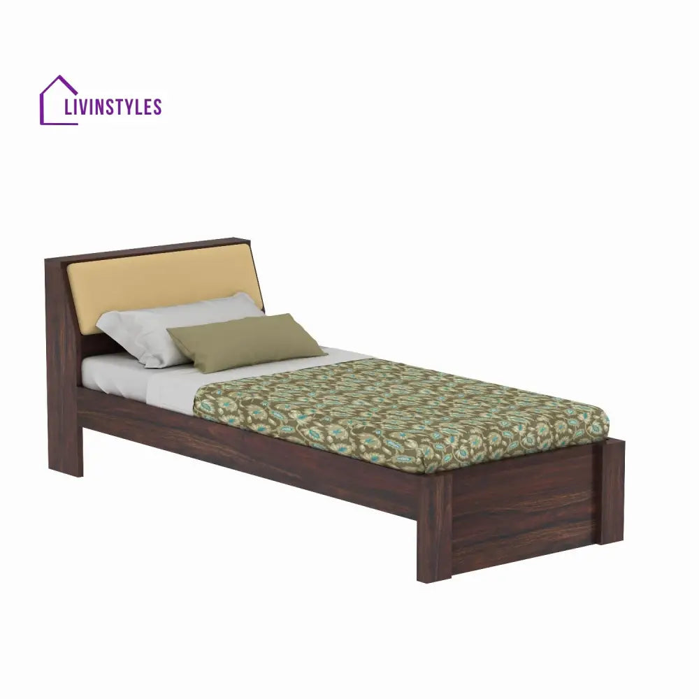 Ainhoa Solid Sheesham Wood Single Bed Without Storage (Walnut Finish) Bed
