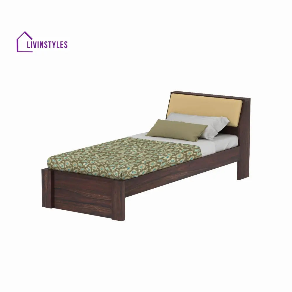 Ainhoa Solid Sheesham Wood Single Bed Without Storage (Walnut Finish) Bed