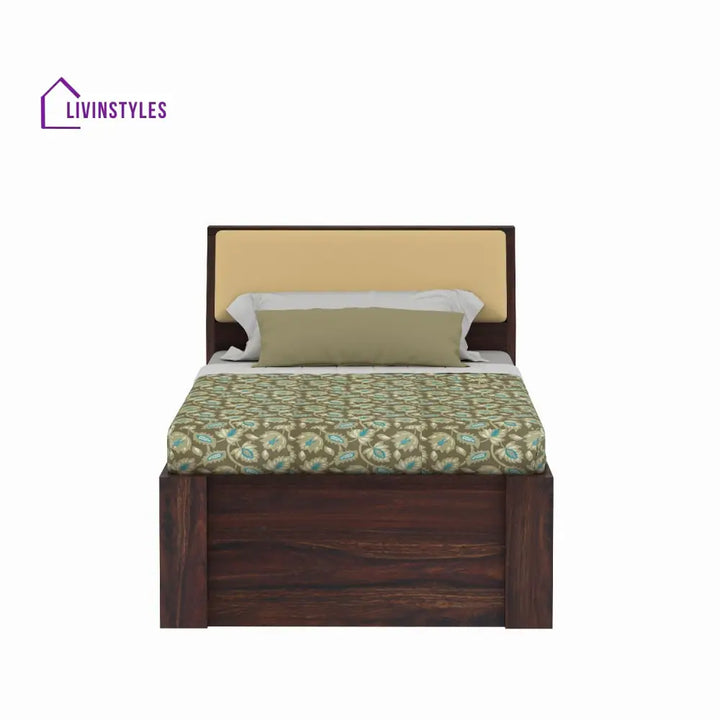 Ainhoa Solid Sheesham Wood Single Bed Without Storage (Walnut Finish) Bed