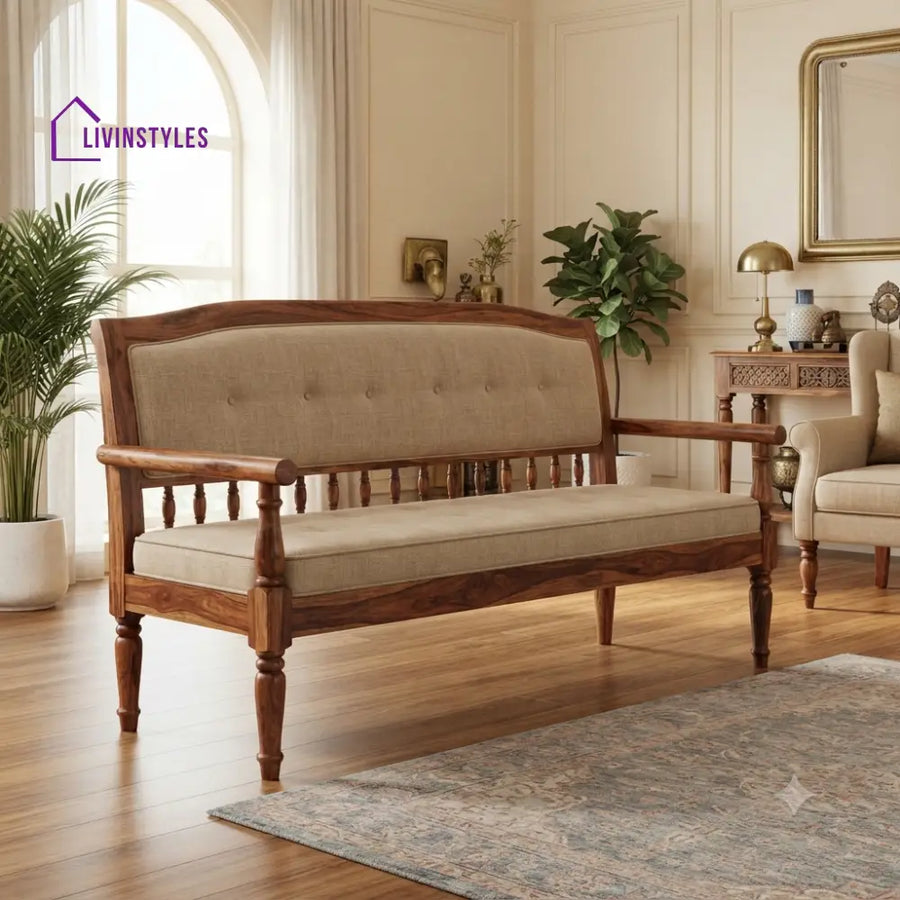 Ainsley Wooden Bench for Living Room | Bedroom | Extra Seating