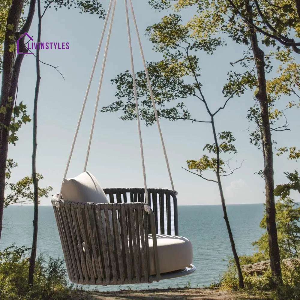 Airmood Single Seater Hanging Swing Without Stand For Balcony Garden Swing (Grey) - Swings