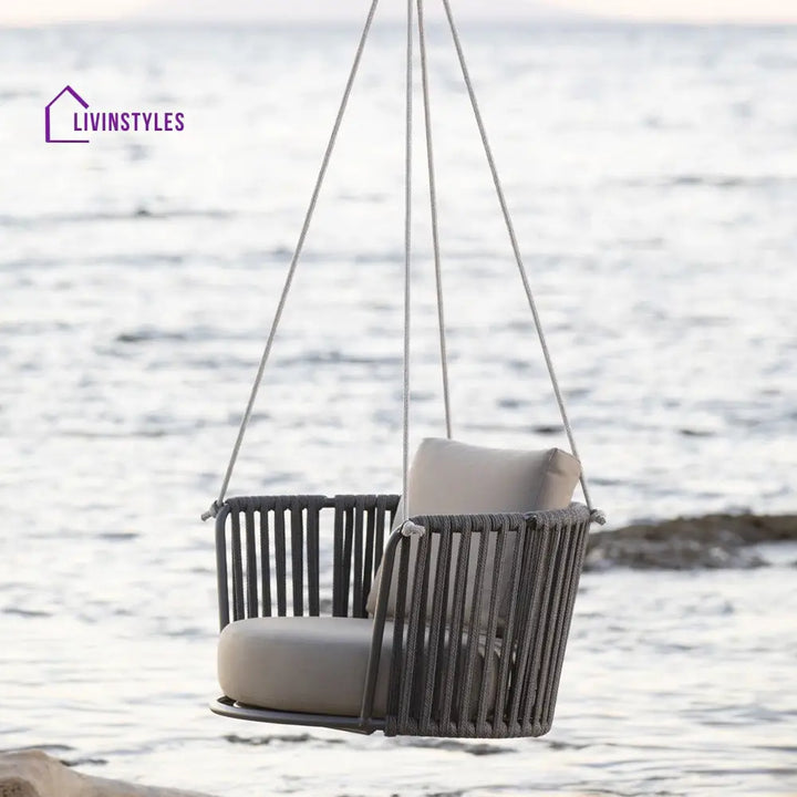 Airmood Single Seater Hanging Swing Without Stand For Balcony Garden Swing (Grey) - Swings