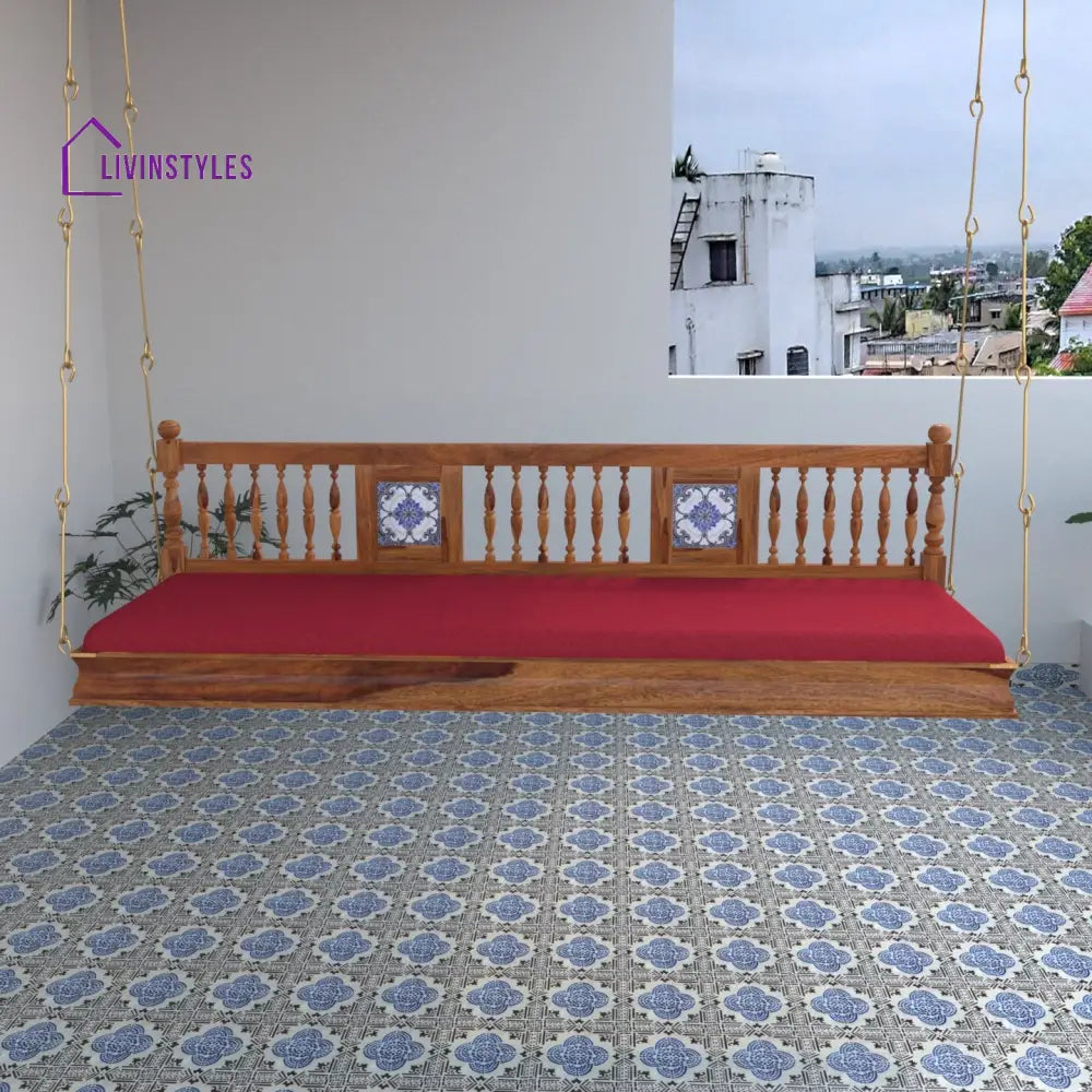 Aisha Classic Flower Tiled Modern Wooden Swing for Home Swing