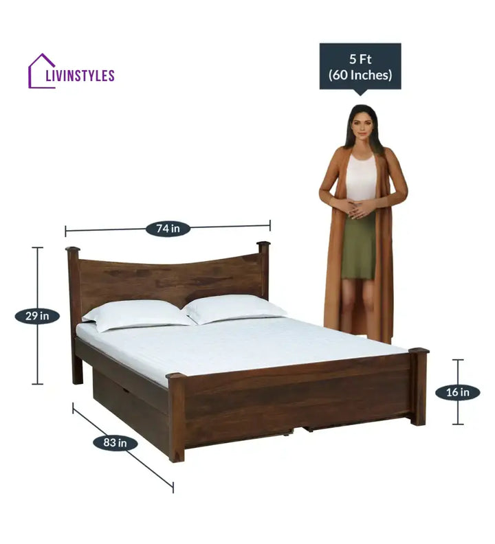 Polo Solid Sheesham Wood Storage Beds Bedroom Furniture Sets