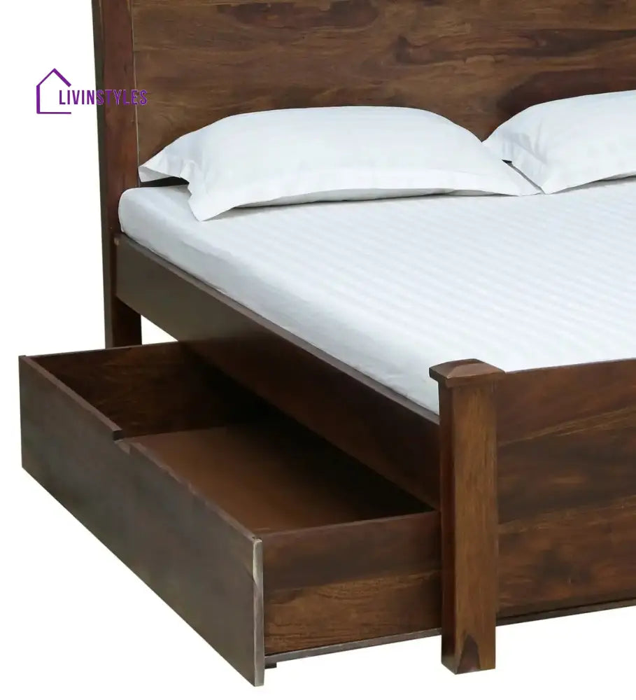 Polo Solid Sheesham Wood Storage Beds Bedroom Furniture Sets