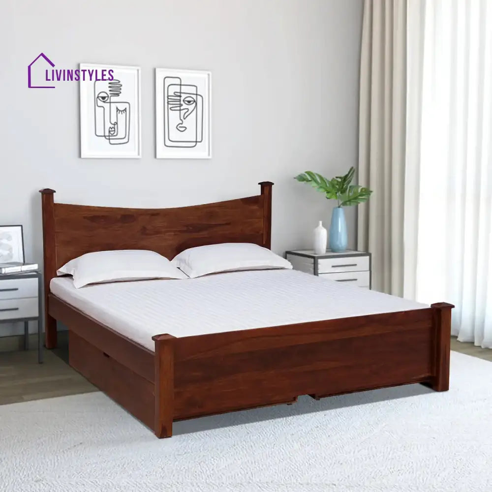 Polo Solid Sheesham Wood Storage Beds Queen / Honey Bedroom Furniture Sets