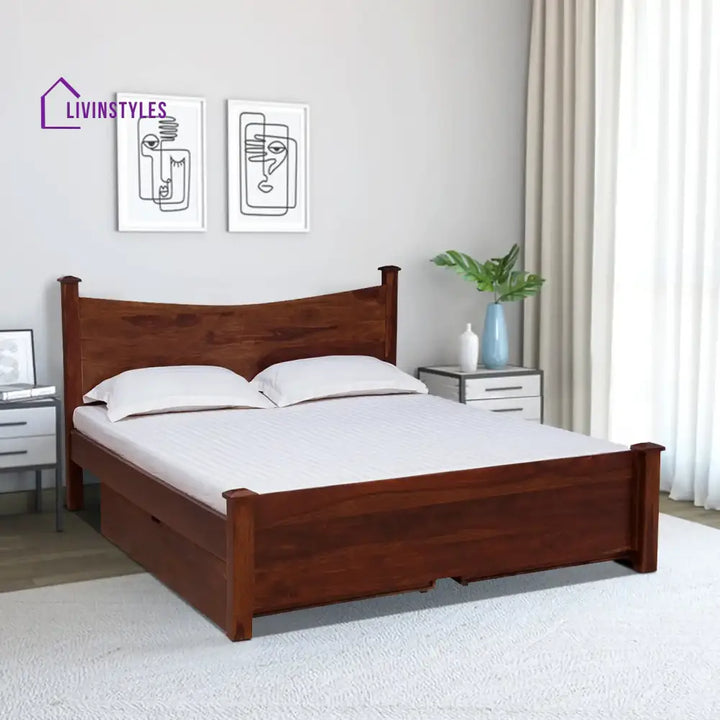 Polo Solid Sheesham Wood Storage Beds Queen / Honey Bedroom Furniture Sets