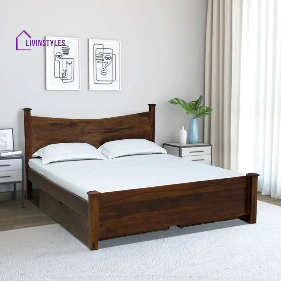 Polo Solid Sheesham Wood Storage Beds Queen / Teak Bedroom Furniture Sets
