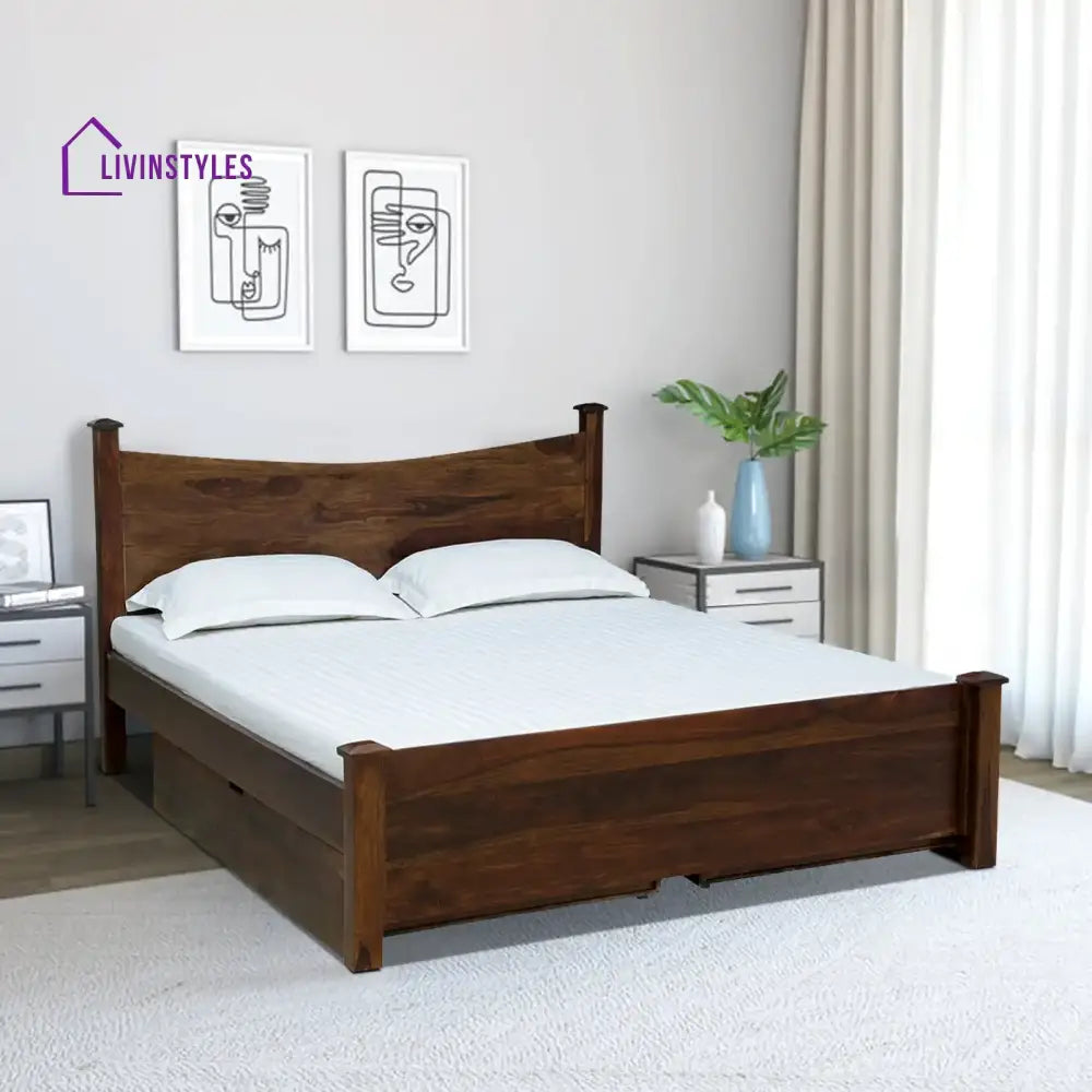 Polo Solid Sheesham Wood Storage Beds Queen / Teak Bedroom Furniture Sets