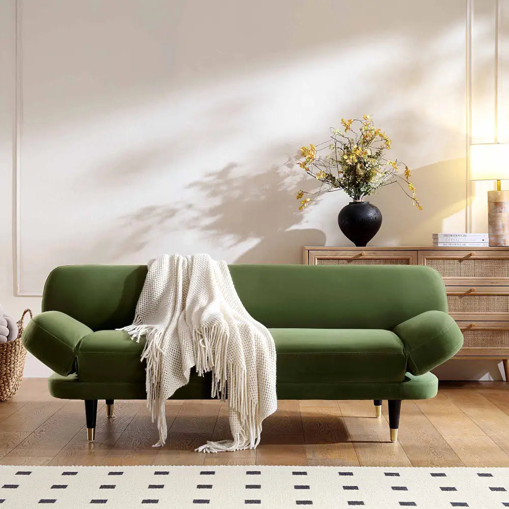 Solna 2-Seater Sofa Bed Moss Green Velvet Sofa Beds