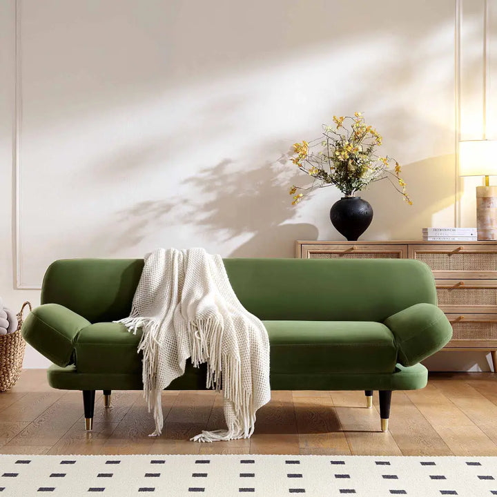 Solna 2-Seater Sofa Bed Moss Green Velvet Sofa Beds