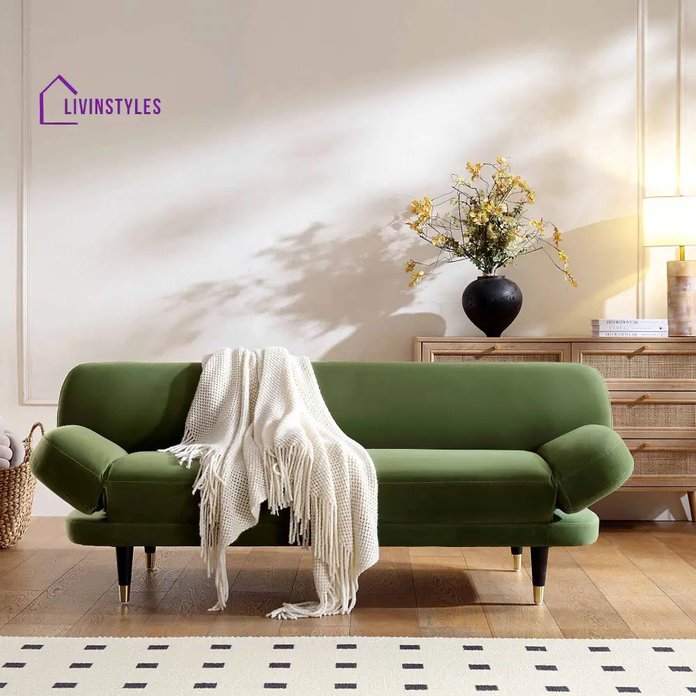 Solna 2-Seater Sofa Bed Moss Green Velvet Sofa Beds