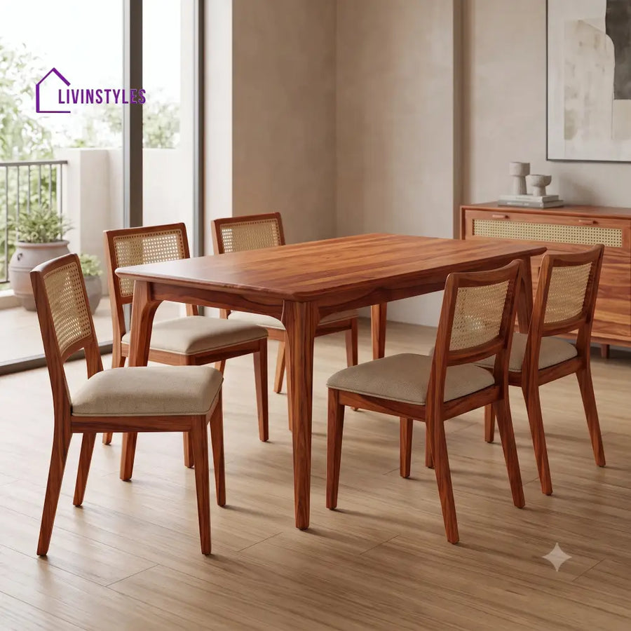 Aishwarya Premium Solid Wood Dining Table Set for 6 People