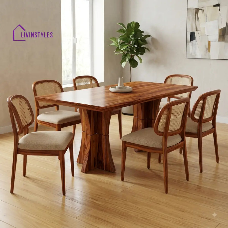 Aishwarya Premium Wooden 6 Seater Dining Table Set