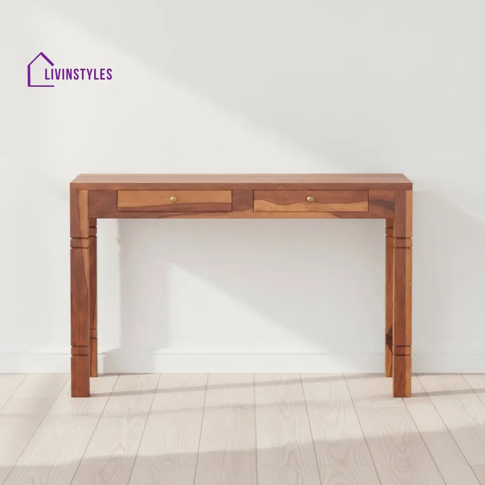 Aitana sheesham wood study table with drawers Honey