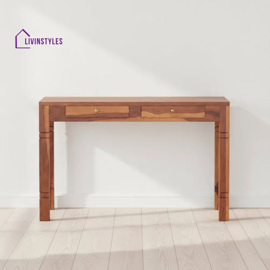 Aitana sheesham wood study table with drawers Honey