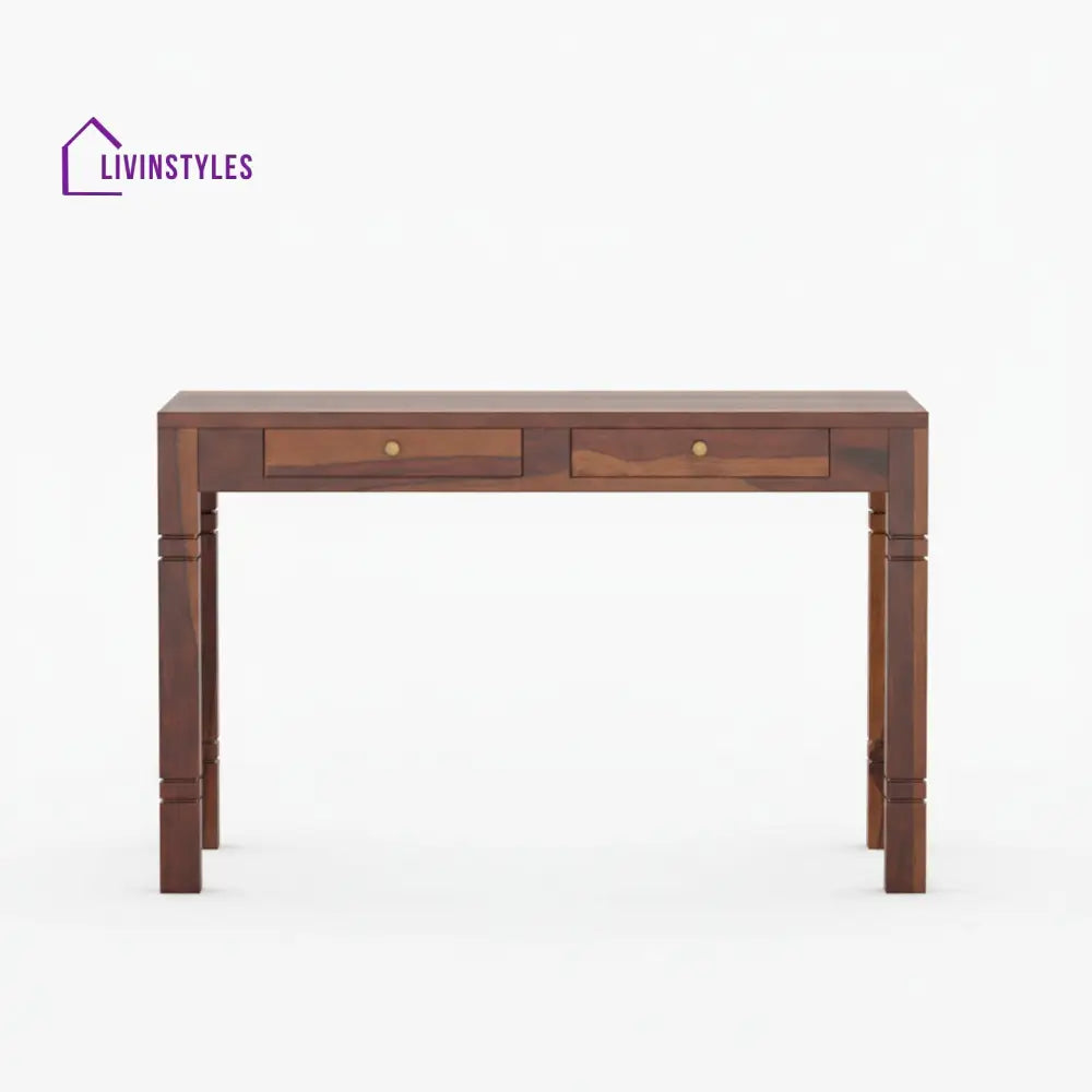 Aitana sheesham wood study table with drawers Walnut