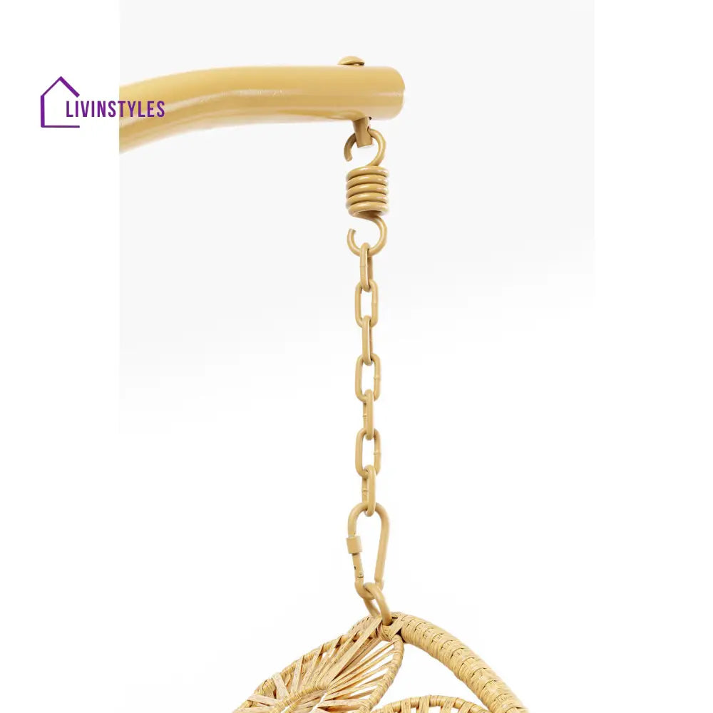 Ajax Single Seater Hanging Swing With Stand For Balcony Garden (Khaki) - Swings