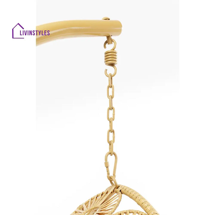 Ajax Single Seater Hanging Swing With Stand For Balcony Garden (Khaki) - Swings