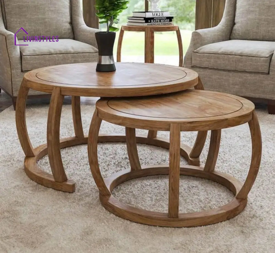 Gauri Wooden Nesting Centre Tables | Wooden Coffee Table for Living Room Coffee Table