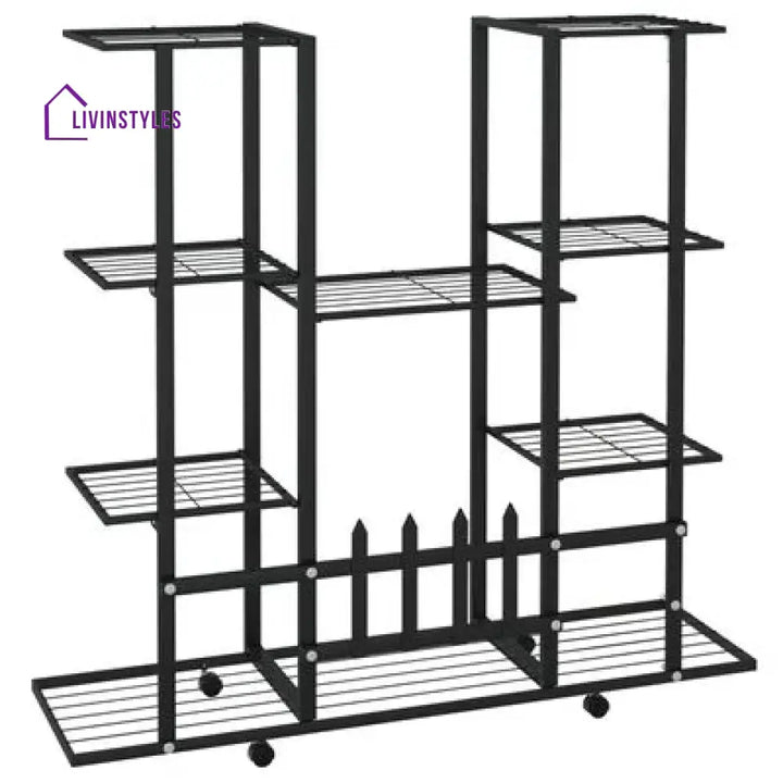 Ajay Metal Plant Stand With Four Wheels For Balcony