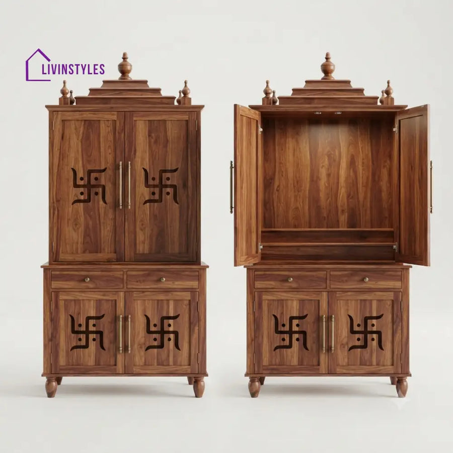 Akanksha Premium Solid Wood Home Temple | Pooja Mandir for Home