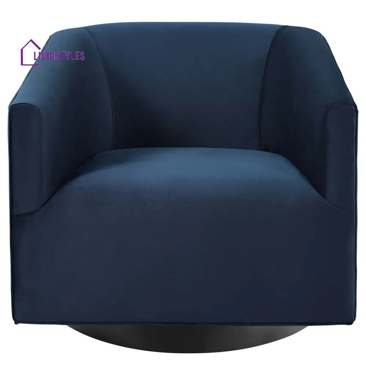 Akanksha Swivel Velvet Chair For Living Room - Set Of 2 Blue