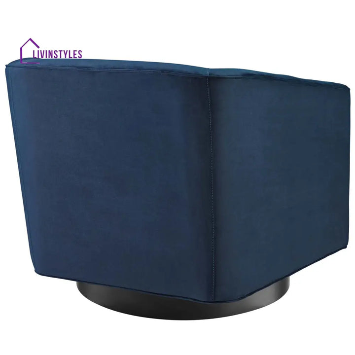 Akanksha Swivel Velvet Chair For Living Room - Set Of 2 Blue