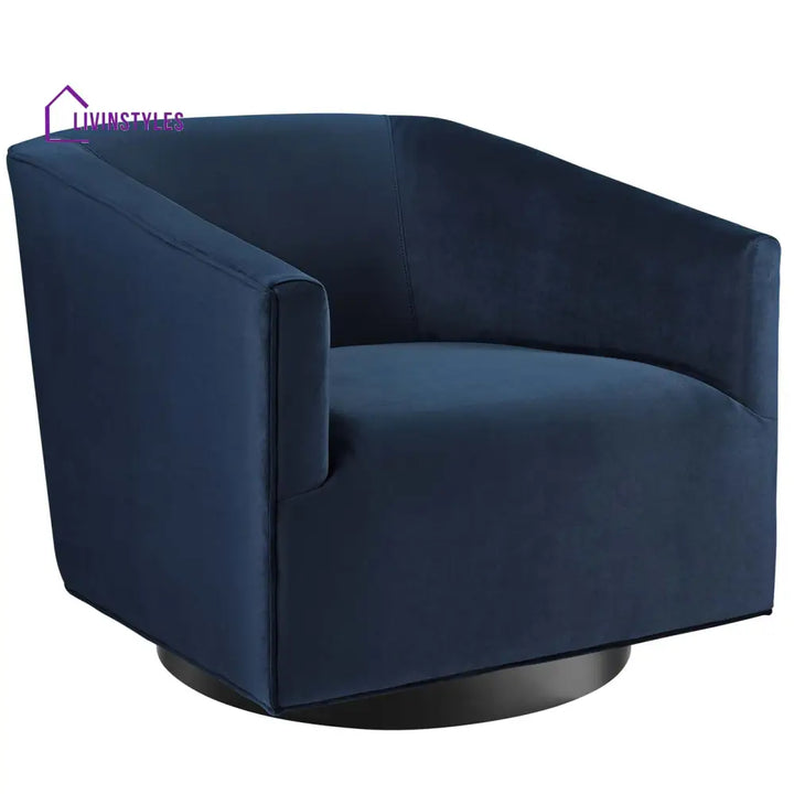 Akanksha Swivel Velvet Chair For Living Room - Set Of 2 Blue