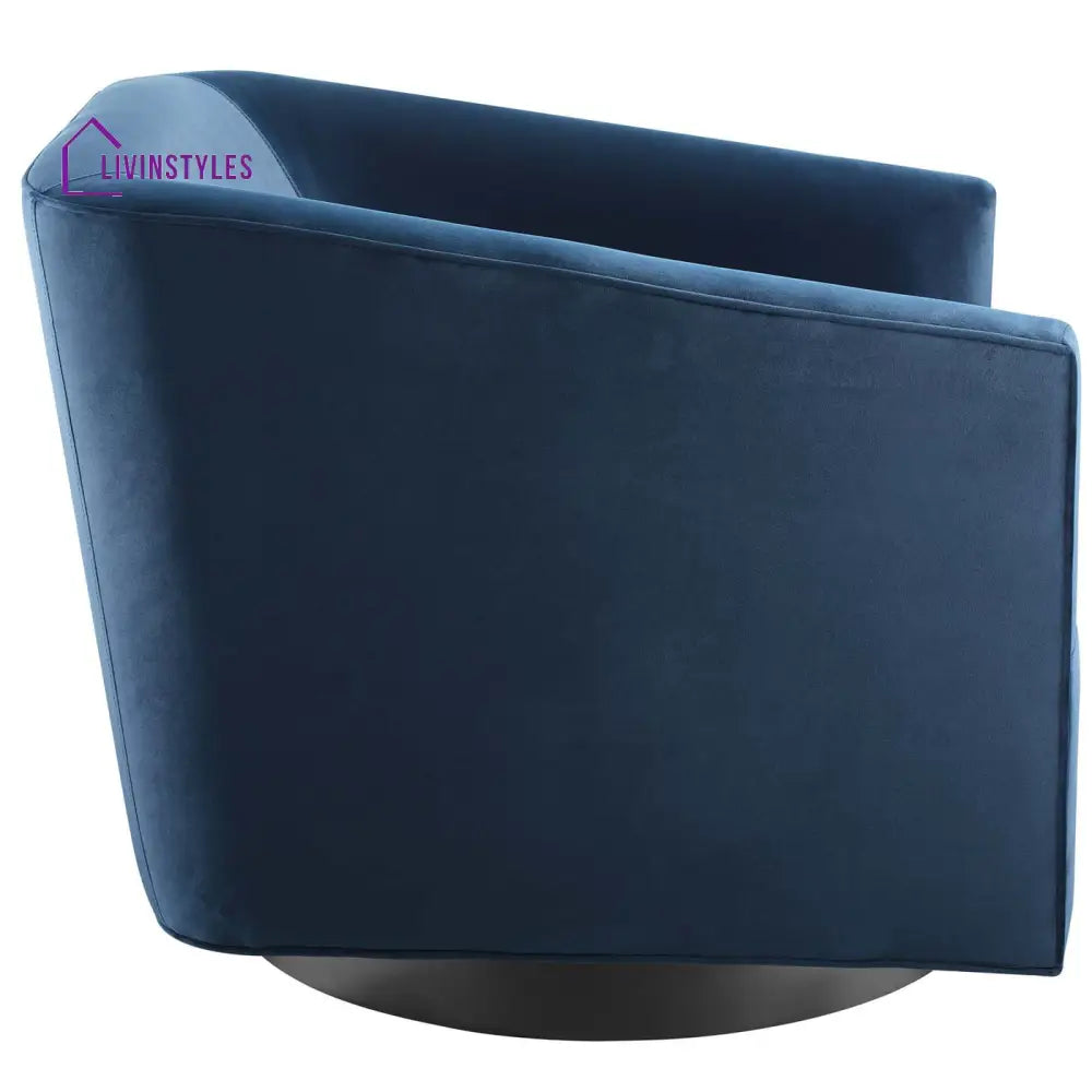 Akanksha Swivel Velvet Chair For Living Room - Set Of 2 Blue