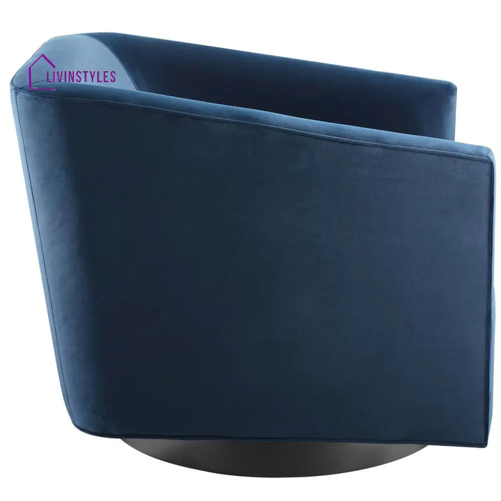 Akanksha Swivel Velvet Chair For Living Room - Set Of 2 Blue