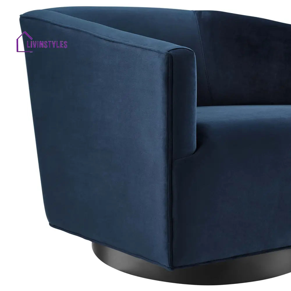 Akanksha Swivel Velvet Chair For Living Room - Set Of 2 Blue