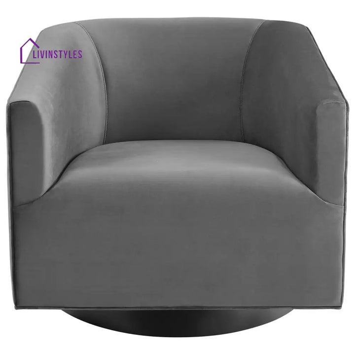 Akanksha Swivel Velvet Chair For Living Room - Set Of 2 Grey