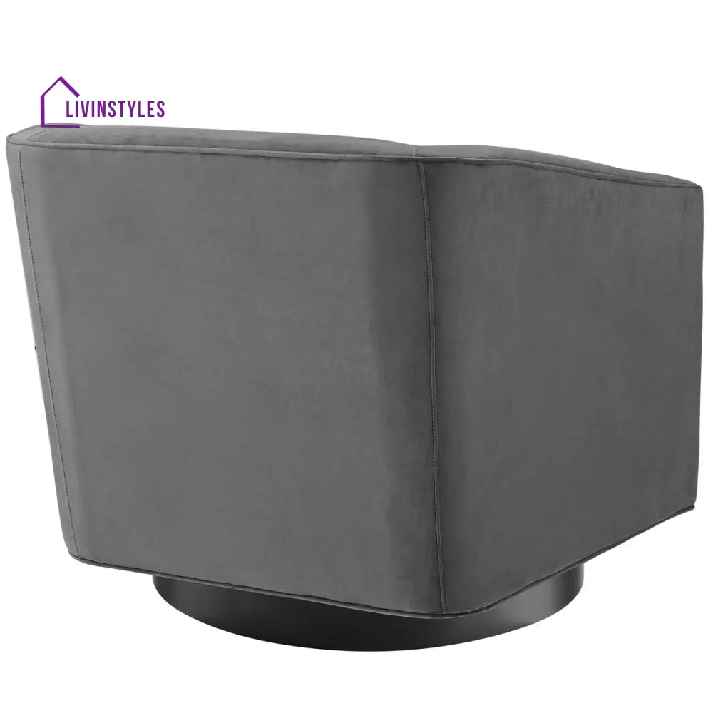 Akanksha Swivel Velvet Chair For Living Room - Set Of 2 Grey