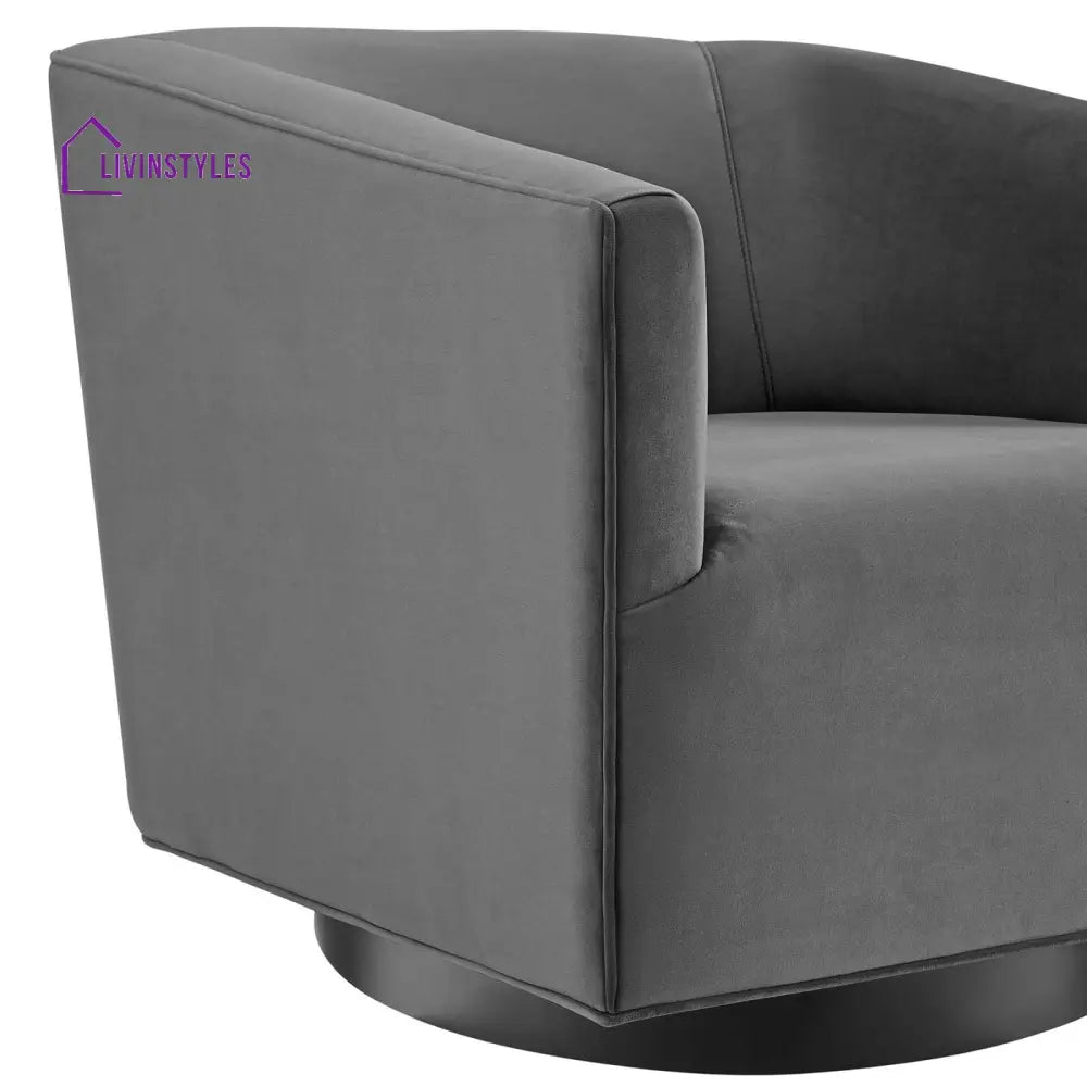 Akanksha Swivel Velvet Chair For Living Room - Set Of 2 Grey